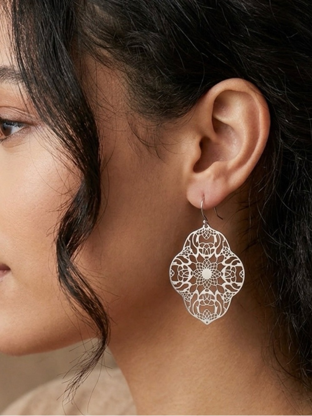 Elegant Silver Filigree Drop Earrings - Women Jewelry